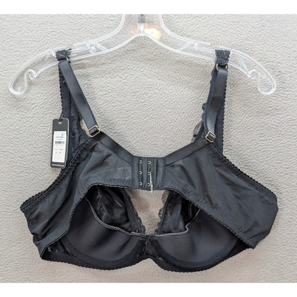 City Chic Abby UW Bra Black Floral Lace Underwire Plus Size 44C Boudoir NWT - Picture 4 of 9